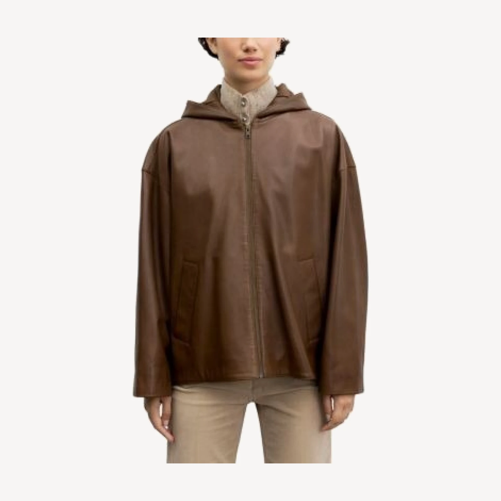 Gerard Darel Pam Leather Hooded Jacket