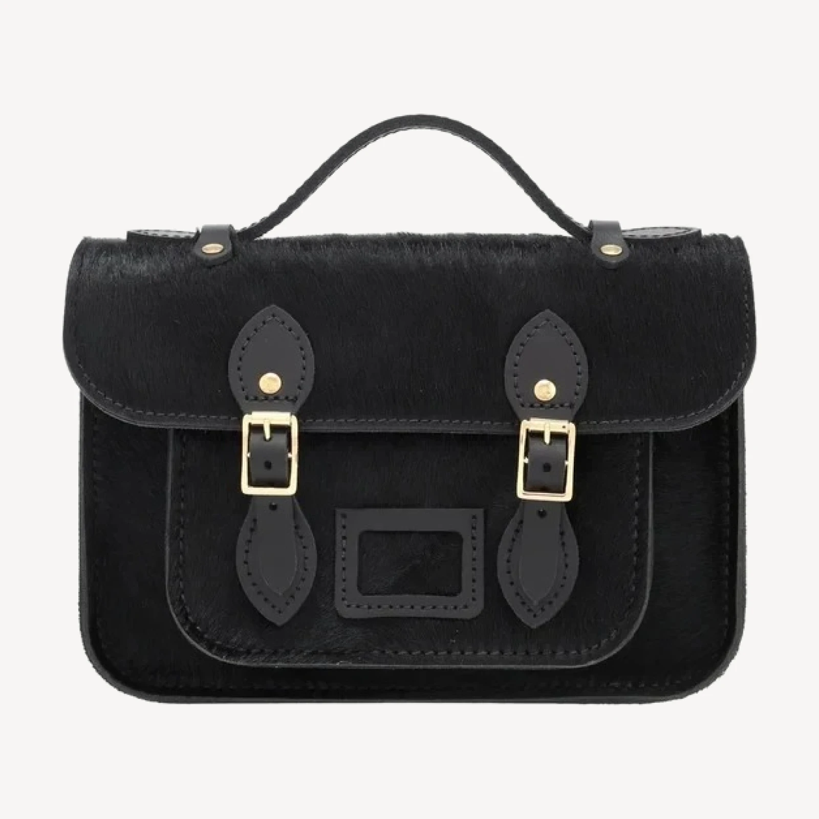 The Mini Satchel - Black hair-on-hide