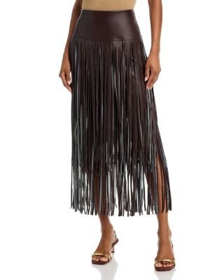 L'Agence Karolina Faux Leather Fringe Skirt