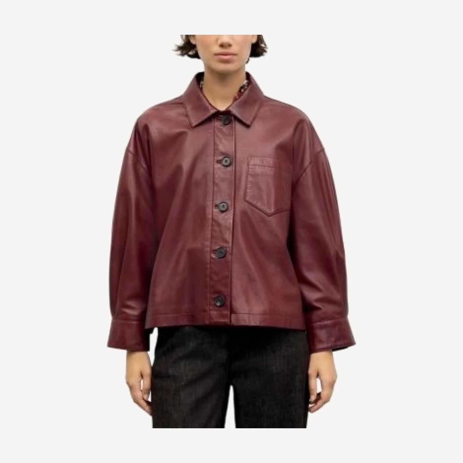 Gerard Darel Penny Leather Button Front Jacket