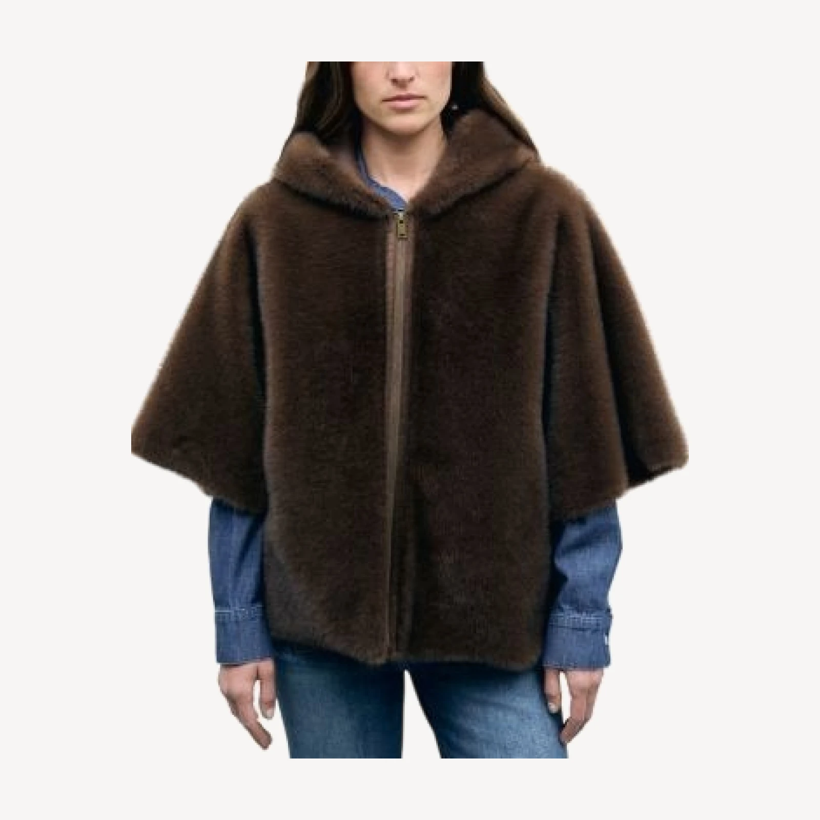 Gerard Darel Amel Faux Fur Cape Coat