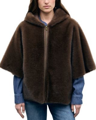 Gerard Darel Amel Faux Fur Cape Coat