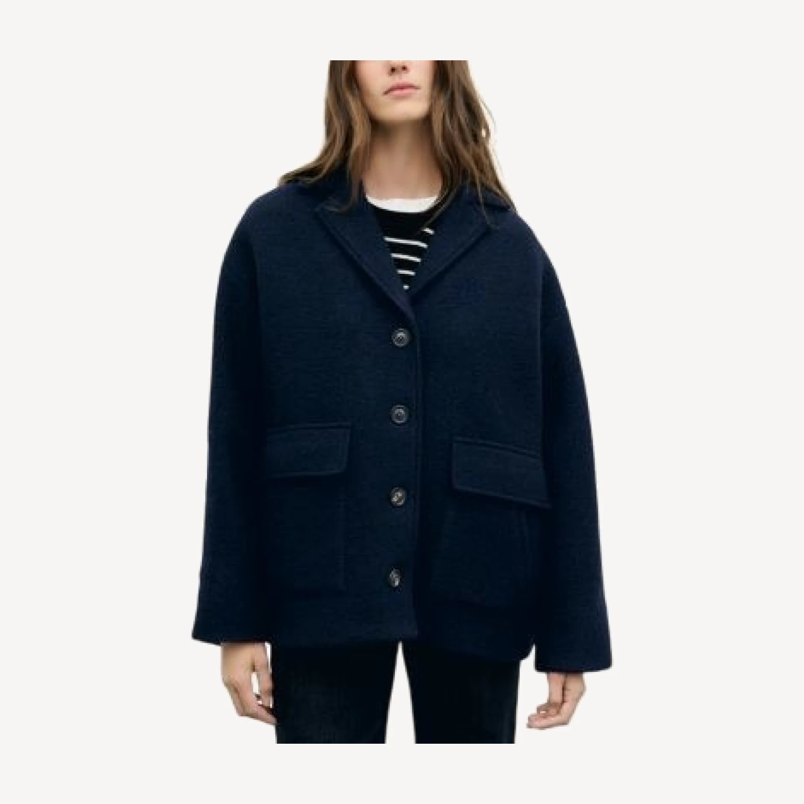 Gerard Darel Alon Wool Notch Collar Coat