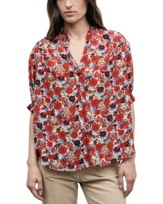 Gerard Darel Liv Printed Elbow Sleeve Blouse
