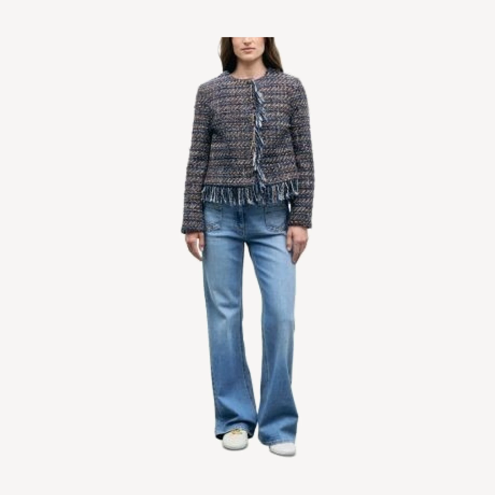 Gerard Darel Joya Fringe Trim Snap Front Jacket