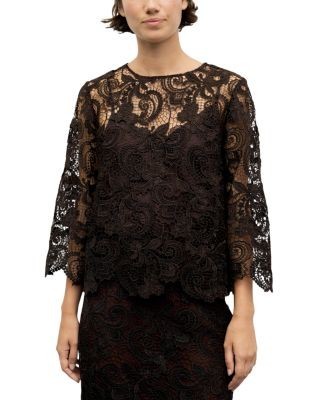 Gerard Darel Lisou Lace 3/4 Sleeve Blouse