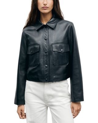 Gerard Darel Petra Leather Button Front Jacket