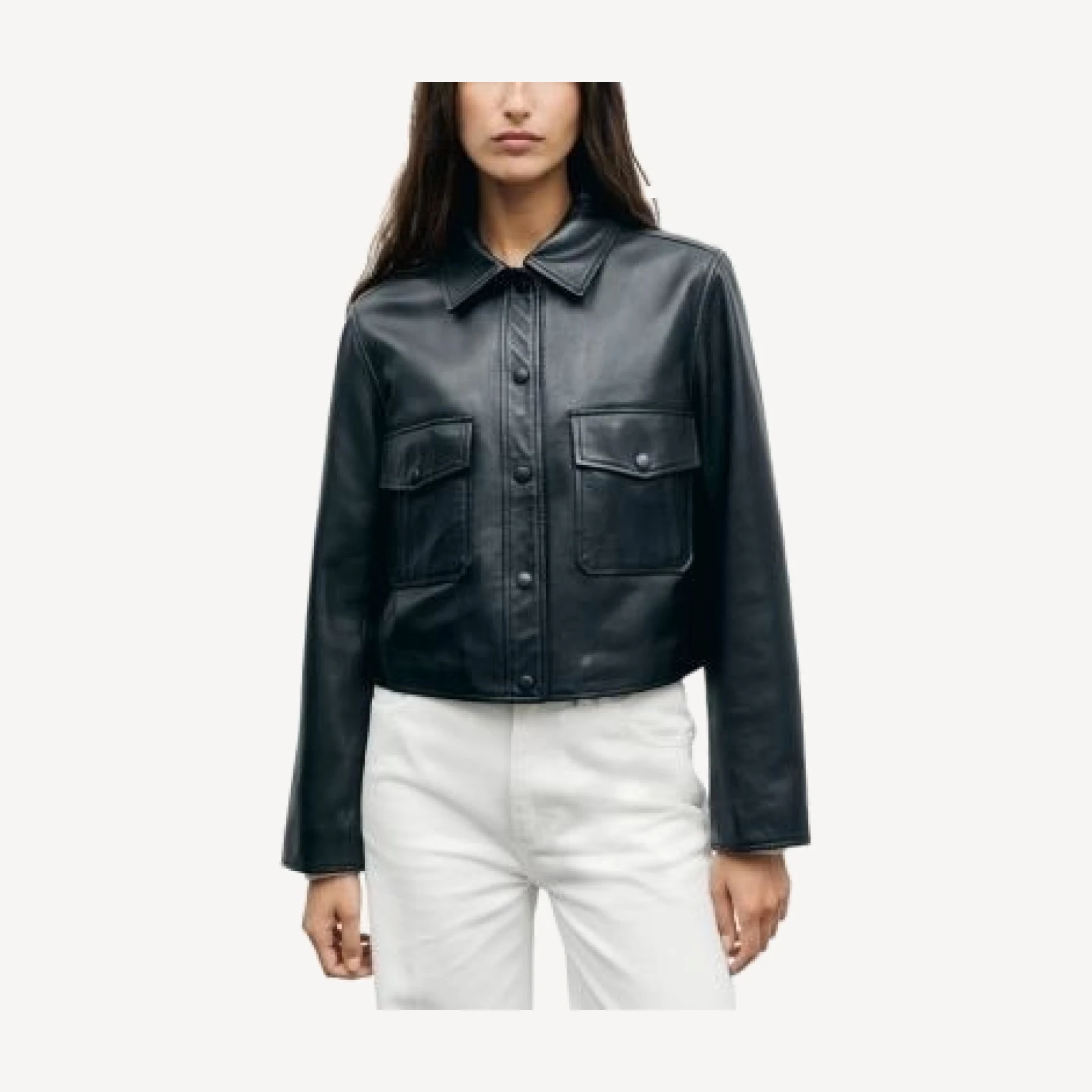 Gerard Darel Petra Leather Button Front Jacket