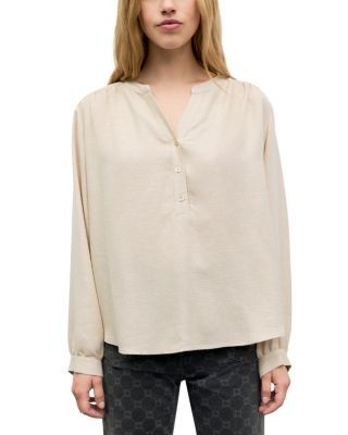 Gerard Darel Liset Half Button Tunisian Collar Blouse