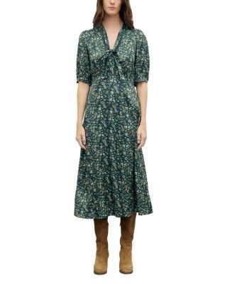 Gerard Darel Colet Tie Neck Midi Dress