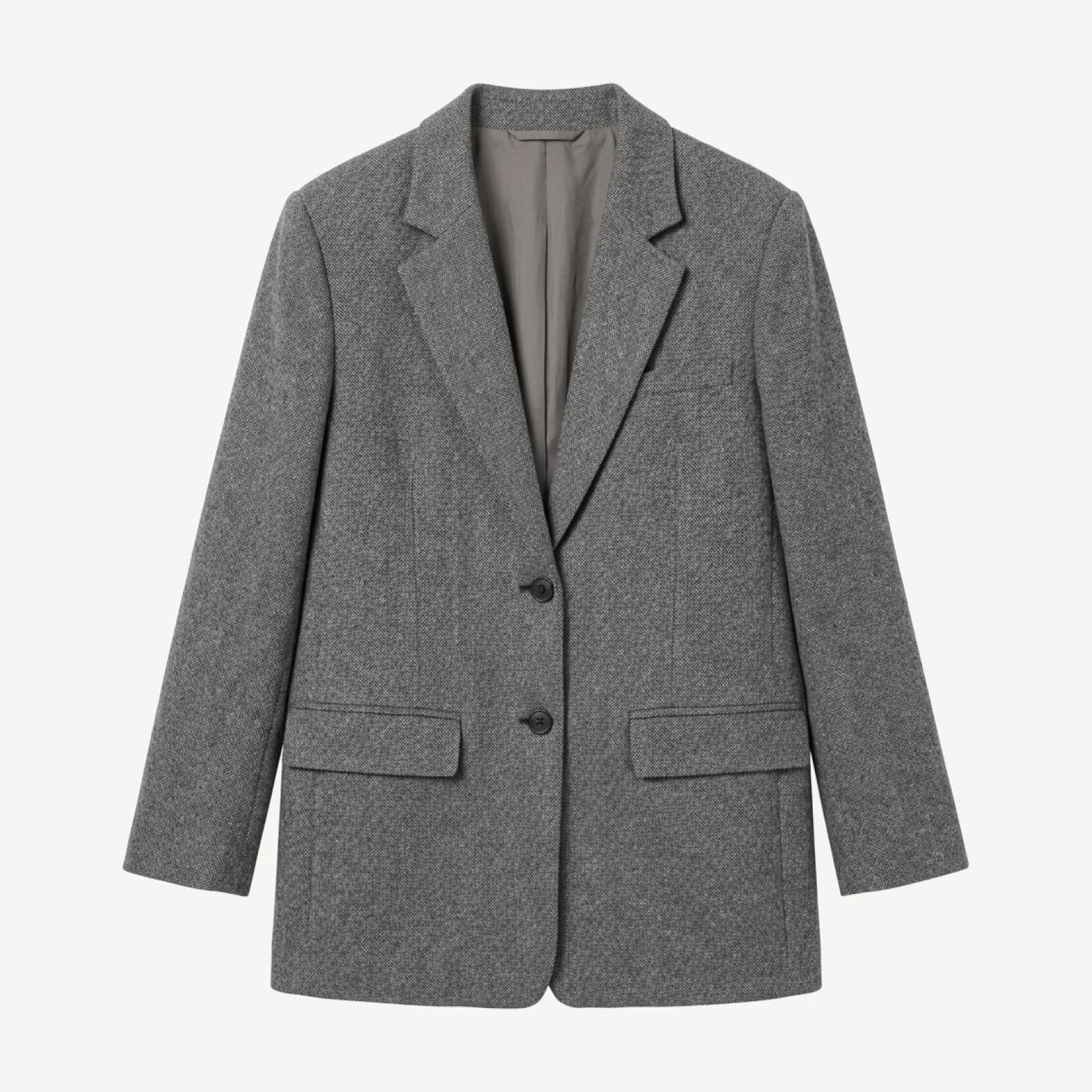 The Oversized Blazer in Wool | Grey Herringbone