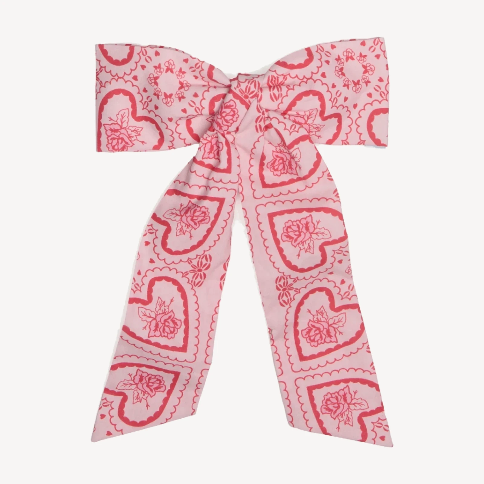 The Belle Bow - Red Patchwork Doily Heart
