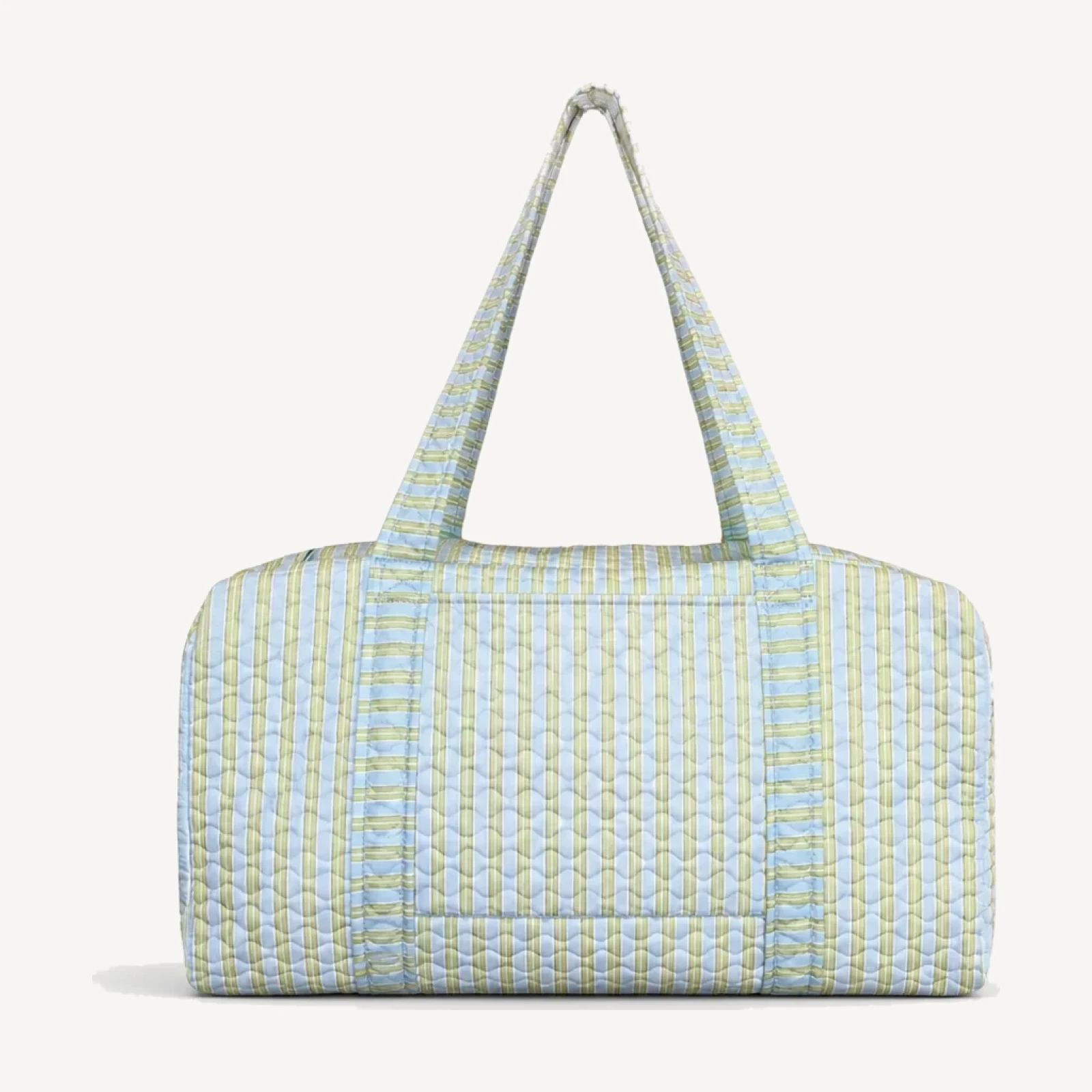 The Quilted Duffle Bag - Blue/Green Stripe