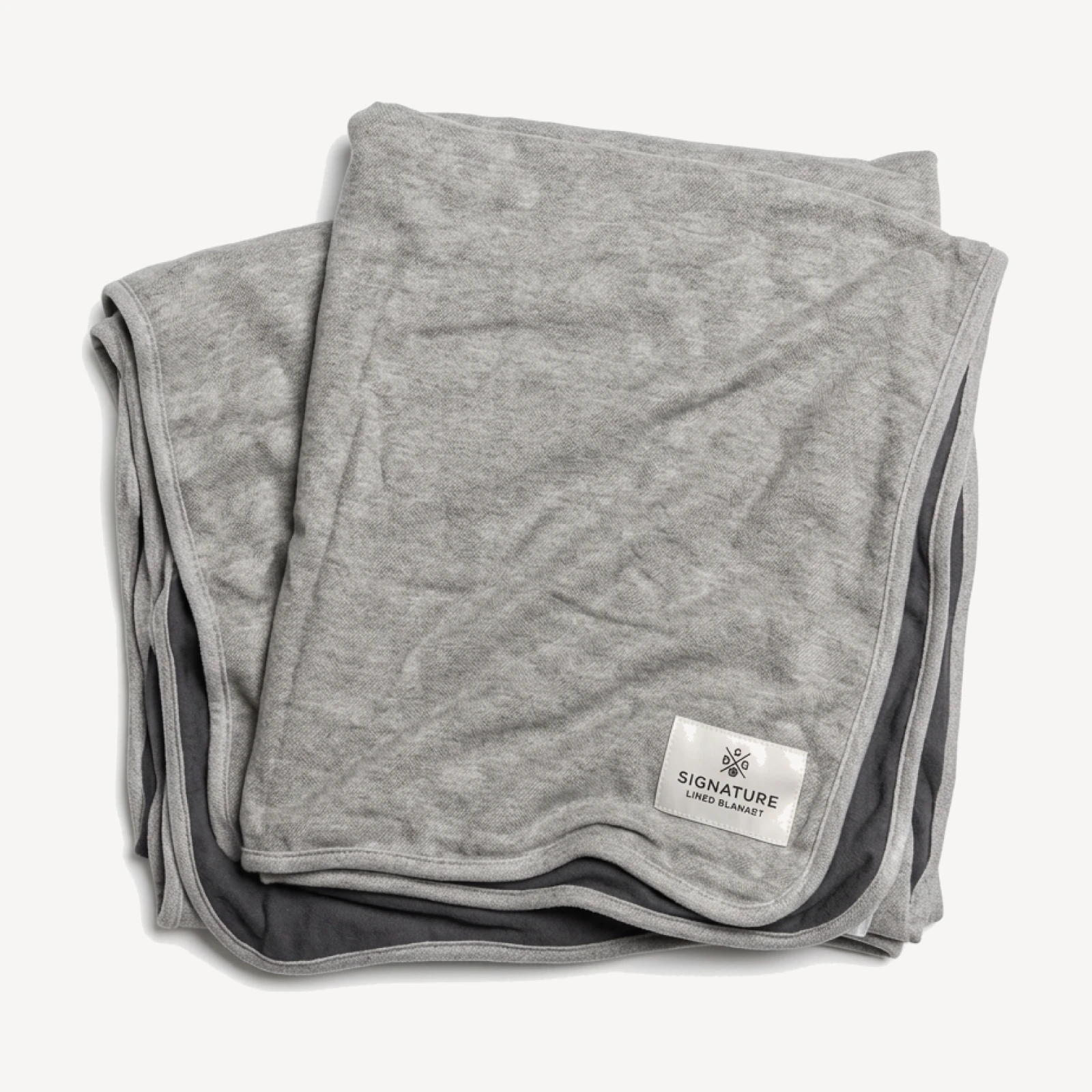 Signature Lined Blanket in Heather Grey/Asphalt Grey