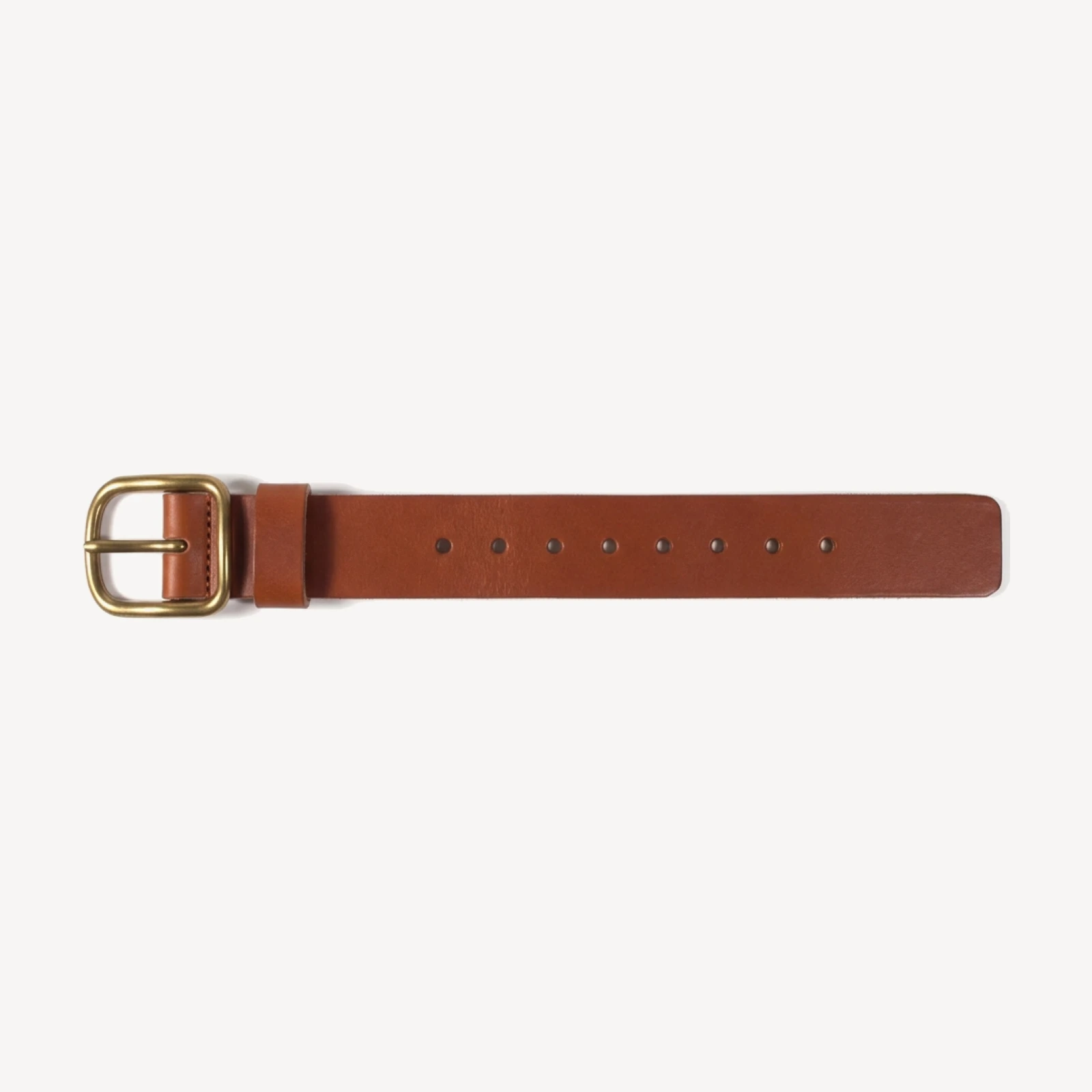 Cognac Brass Buckle Belt - 1.5