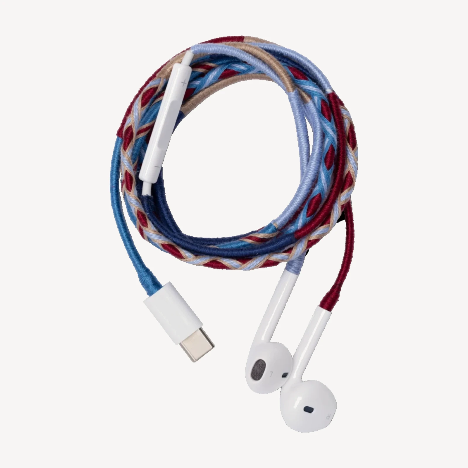 LE POM POM & DÔEN HEADPHONES -- BLUE BURGUNDY STRIPE
