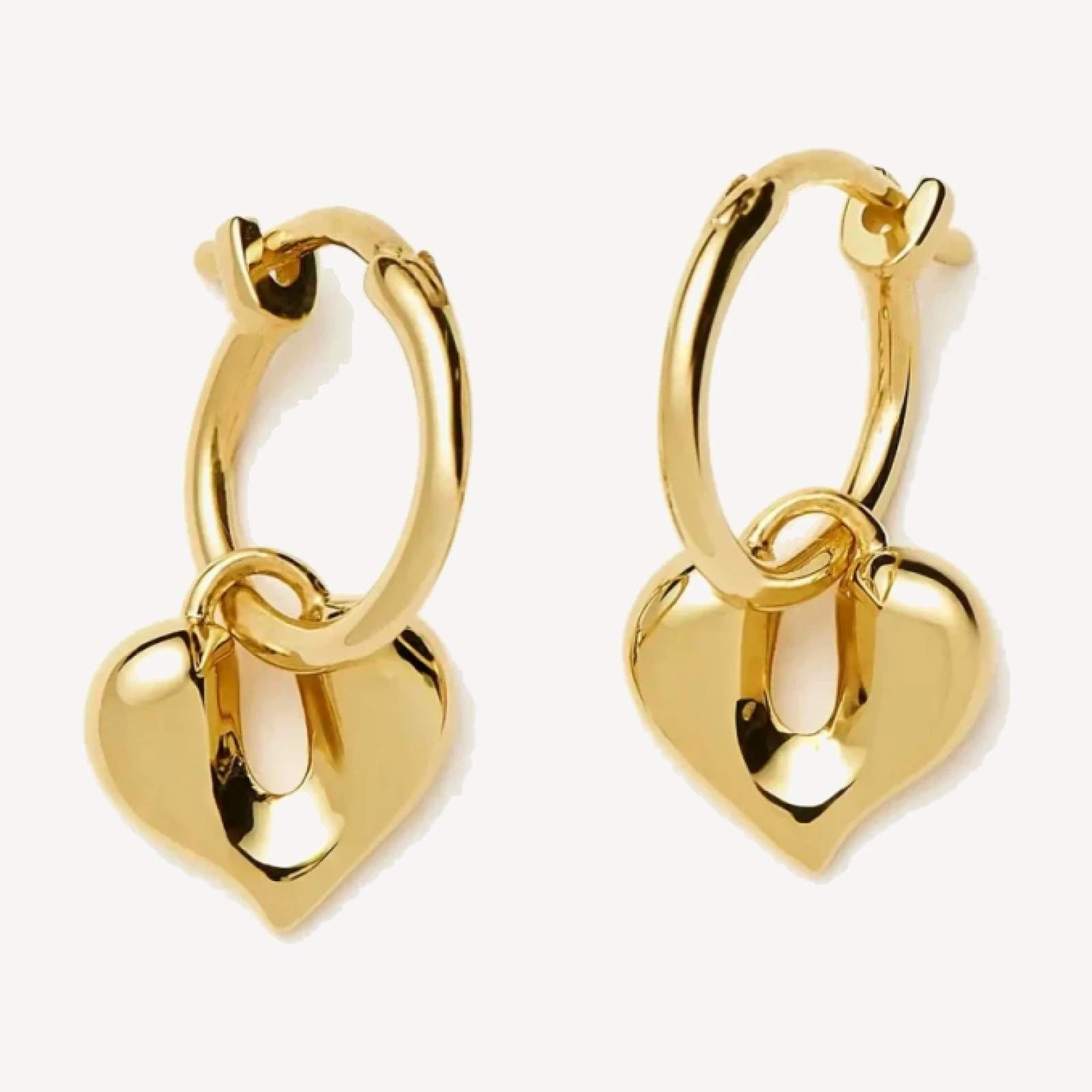 Molten Heart Charm Hoop Earrings | 18ct Gold Plated