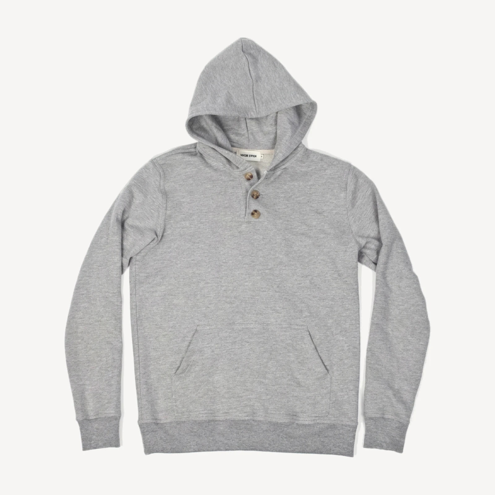 Heather Grey 3 Button Hooded Sweatshirt