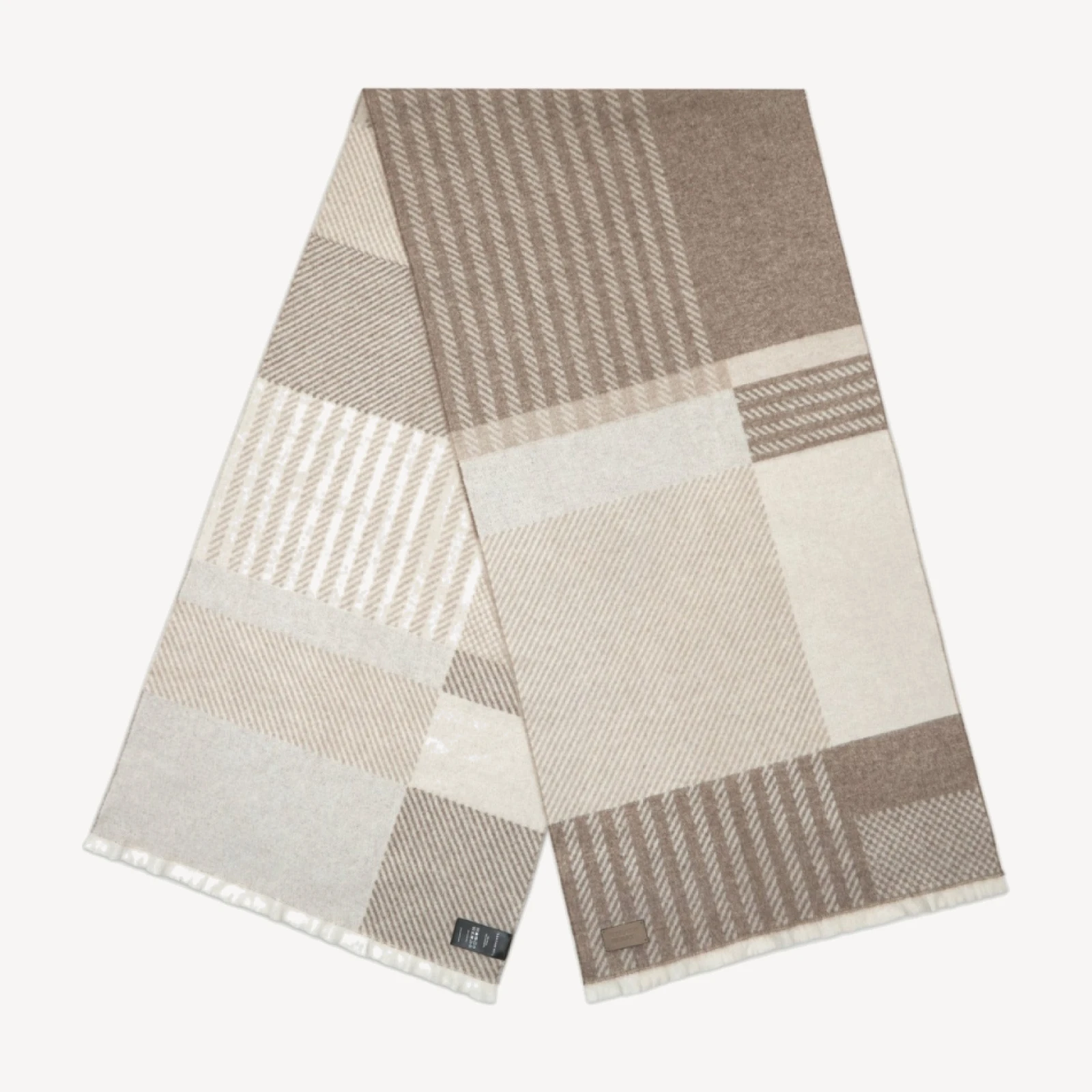 Tartan Cashmere Scarf - Taupe