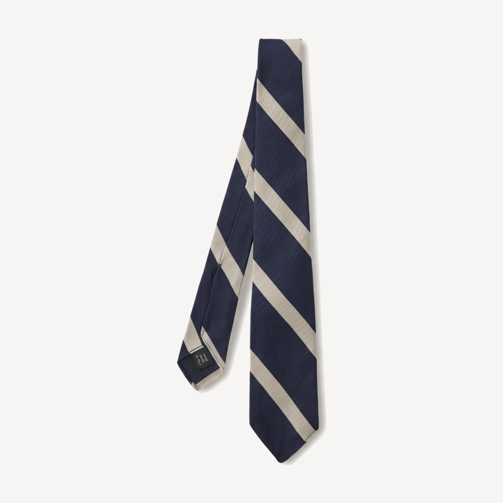 Navy Broad Stripe Italian Silk Woven Tie