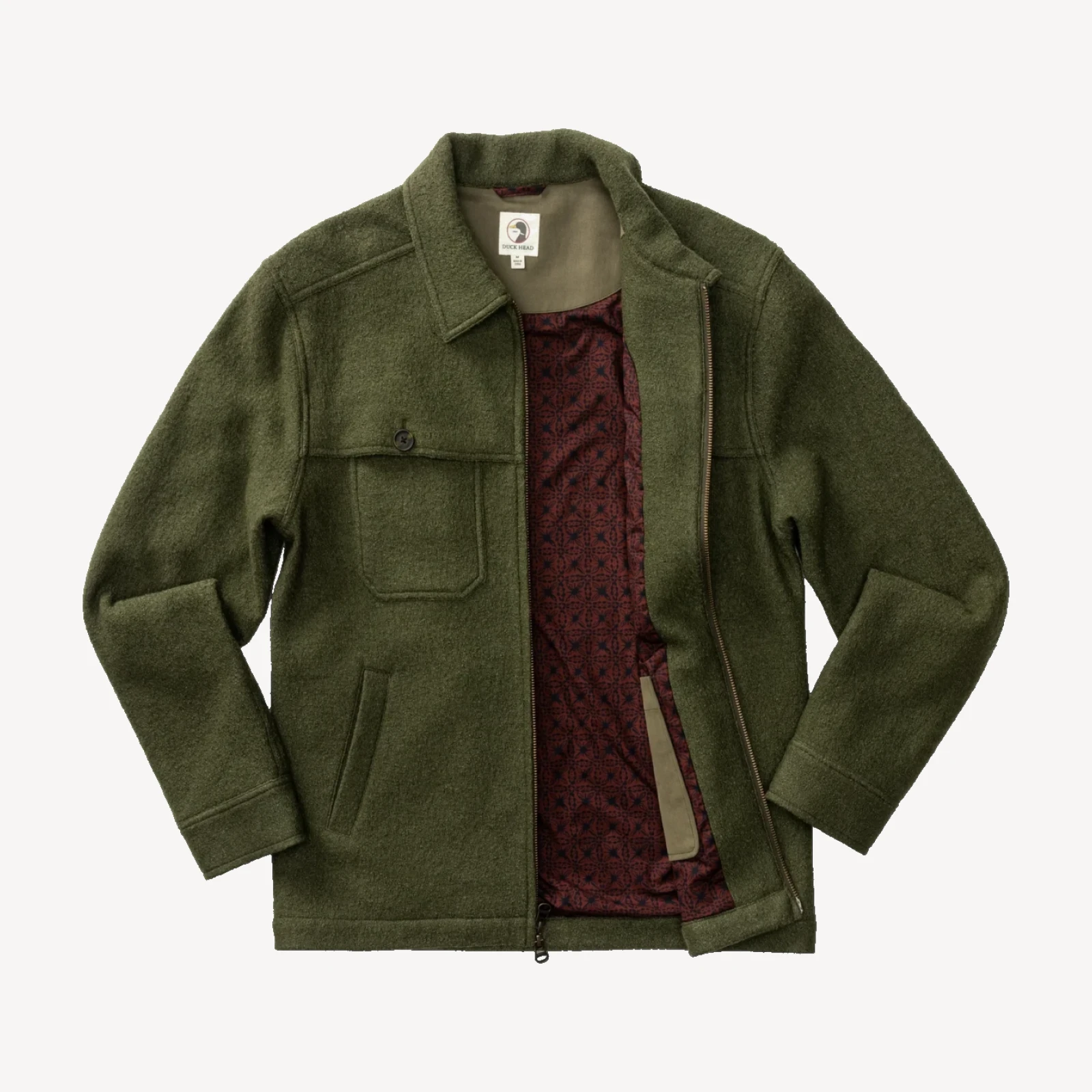 Boiled Wool Jacket - Dark Forest Green