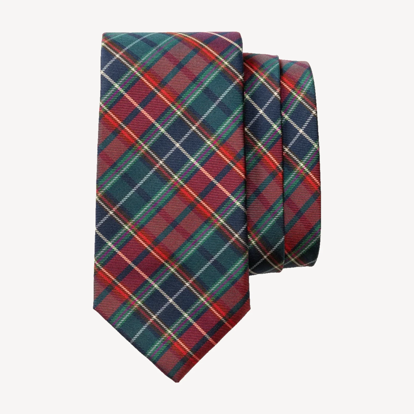 Silk Plaid Tie - Pomegranate