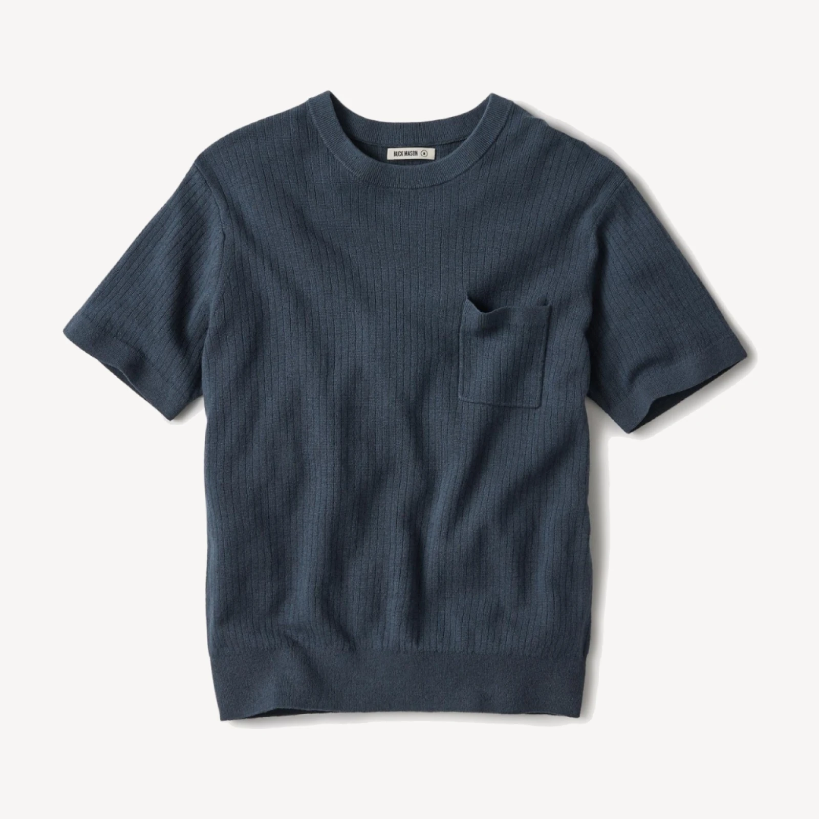 Washed Navy Yuma Hemp Rib Knit Pocket Tee