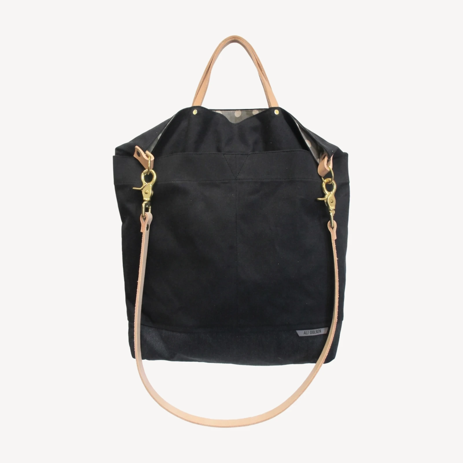 Ali Golden Reversible Tote - Black/Grey Dot