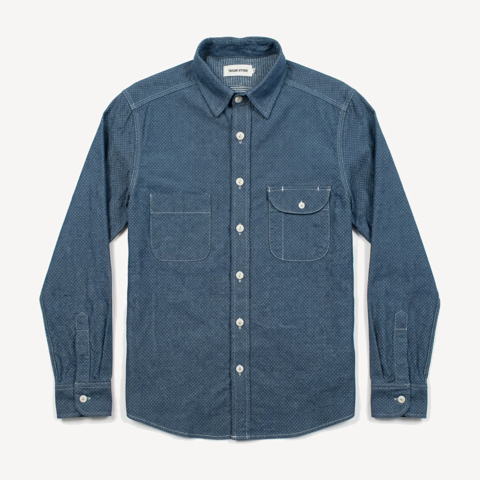 Indigo Jacquard Dot Utility Shirt