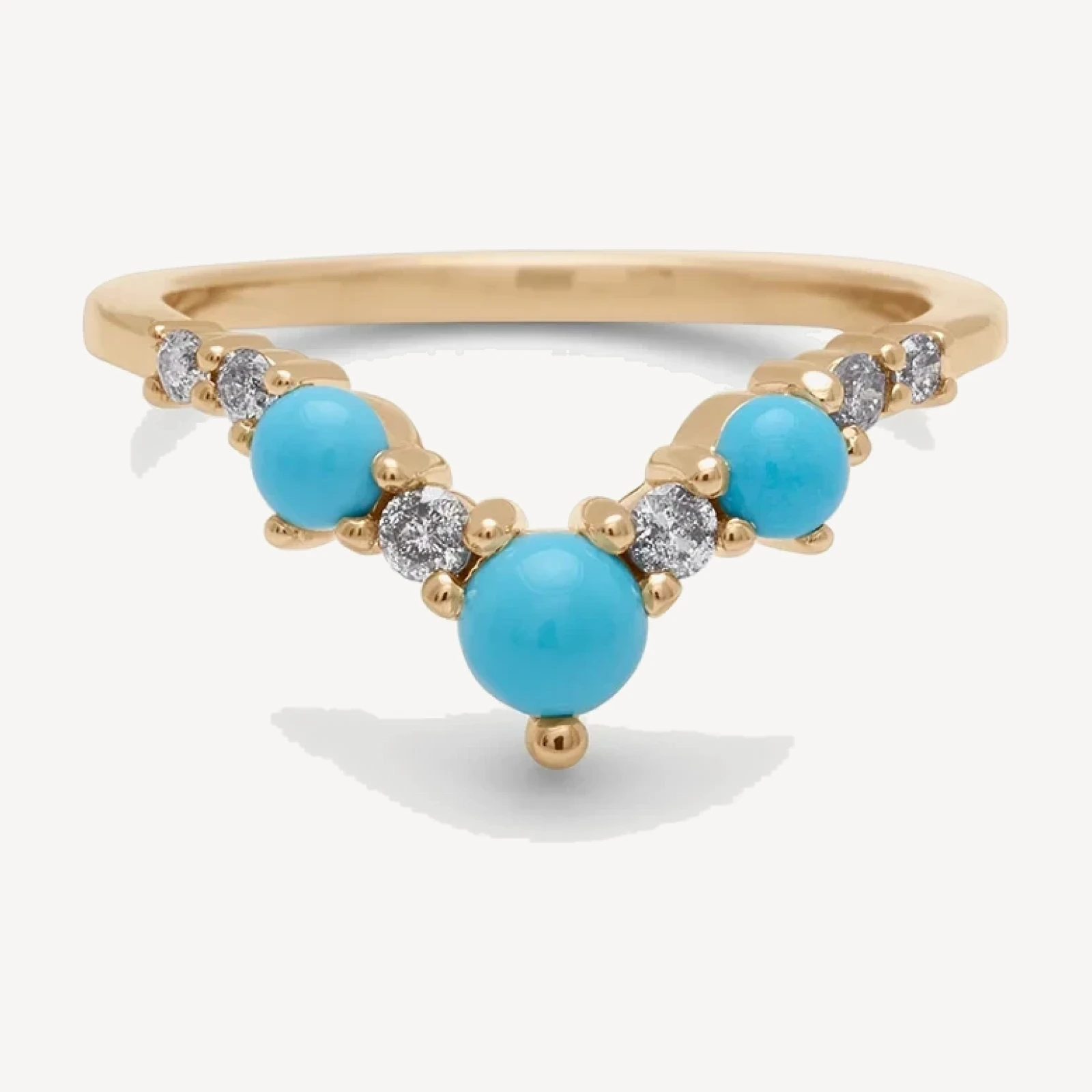 Celestine Tiara Band (Large) - 14k Gold, Turquoise & Grey Diamonds
