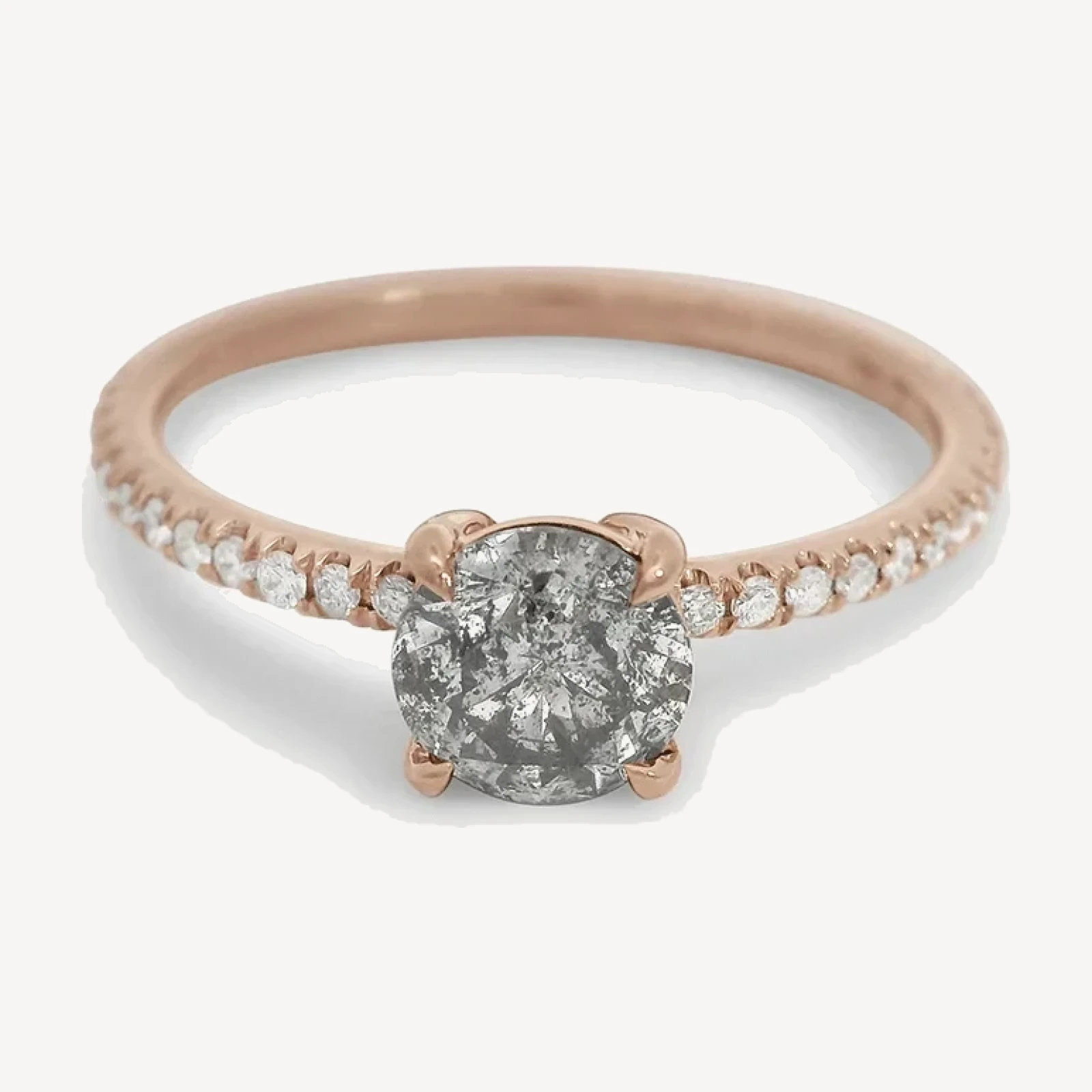 Eleonore Delicate Pave Ring - Rose Gold & Grey Diamond (0.65ct)