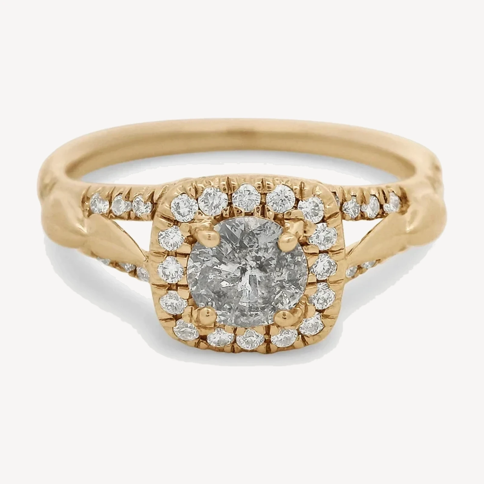 Sheaves Bauble Ring - 14k Yellow Gold & Grey Diamond