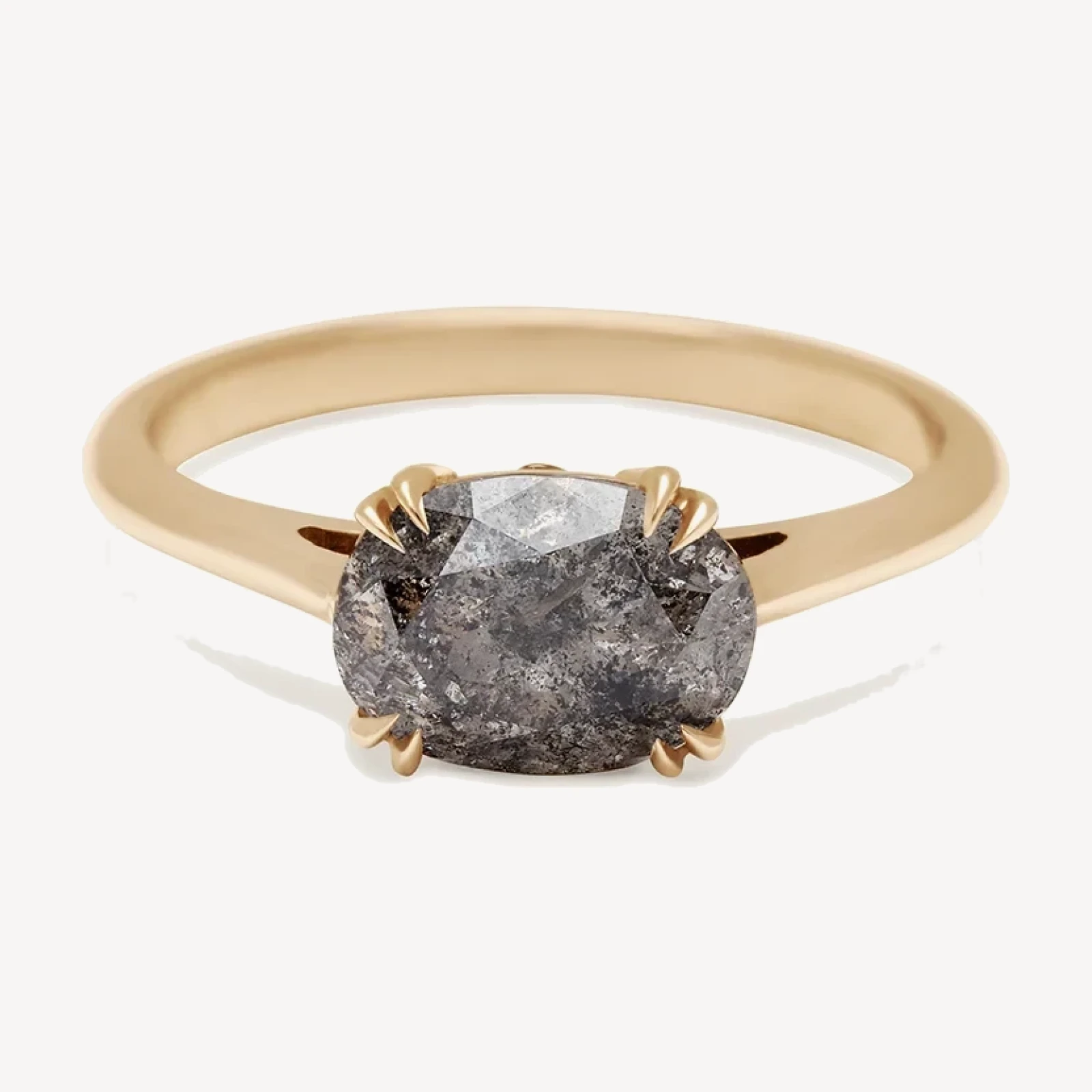 Bea East/West Solitaire Ring - Yellow Gold & Grey Diamond (1.16ct)