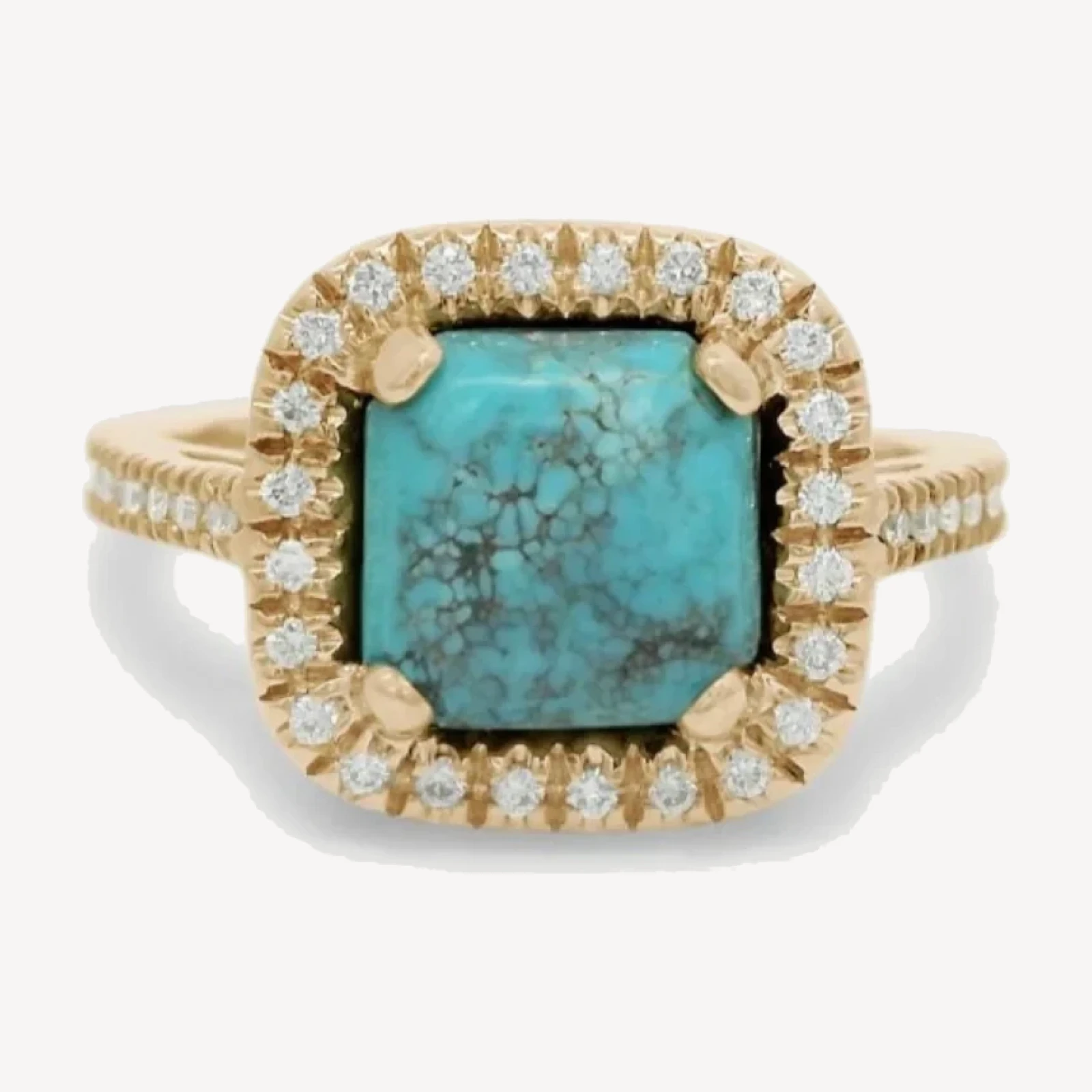 Turquoise Halo Ring - Yellow Gold & Turquoise