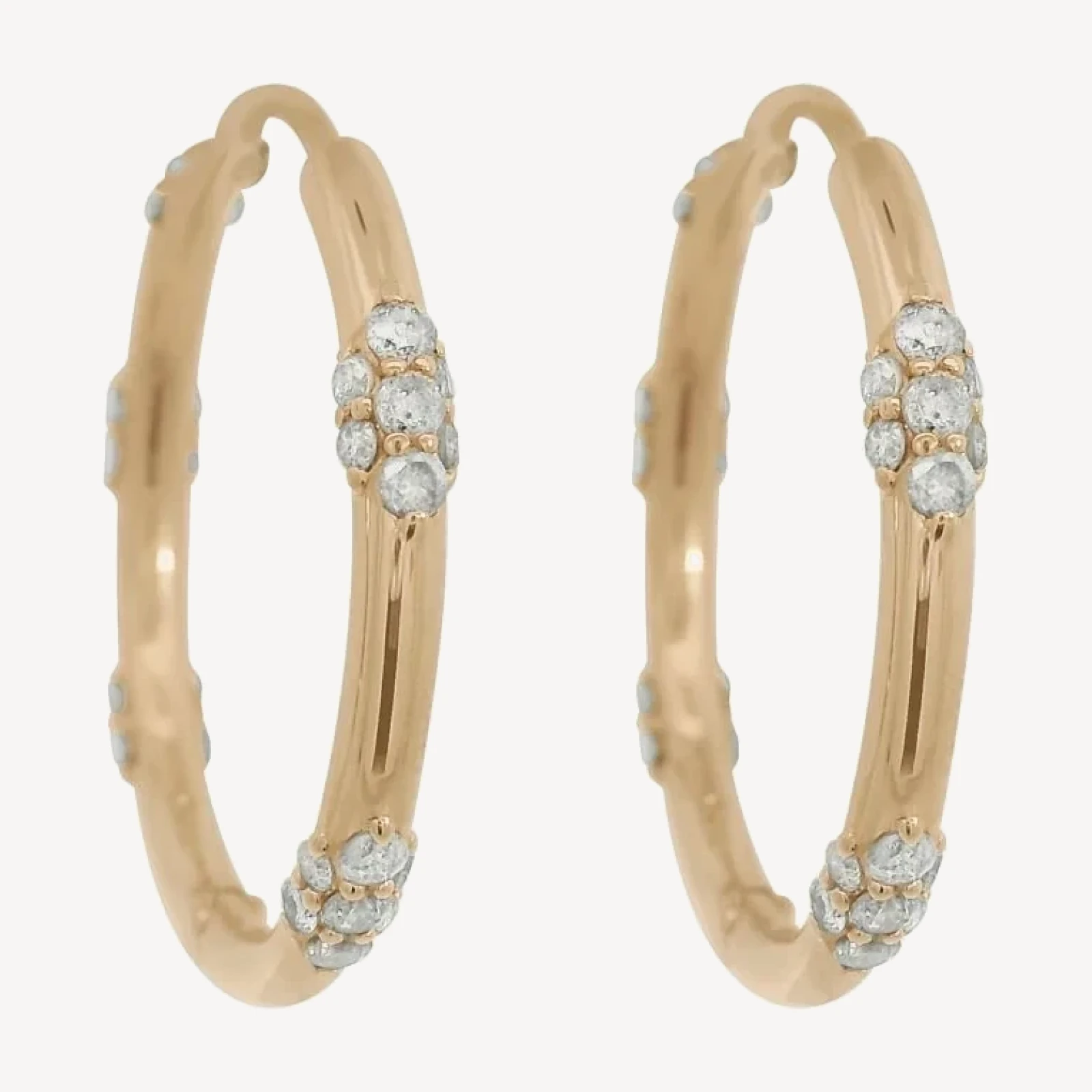 Celestine Five Cluster Hoops (PAIR) - Yellow Gold & Grey Diamonds