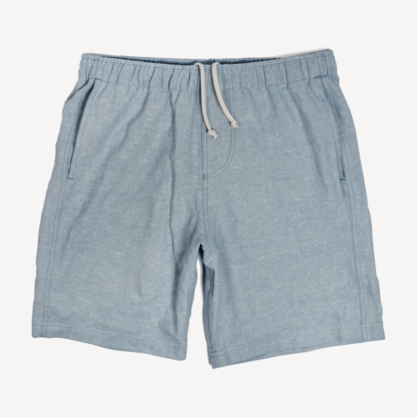 Sun Bleached Indigo Linen and Cotton Leisure Shorts