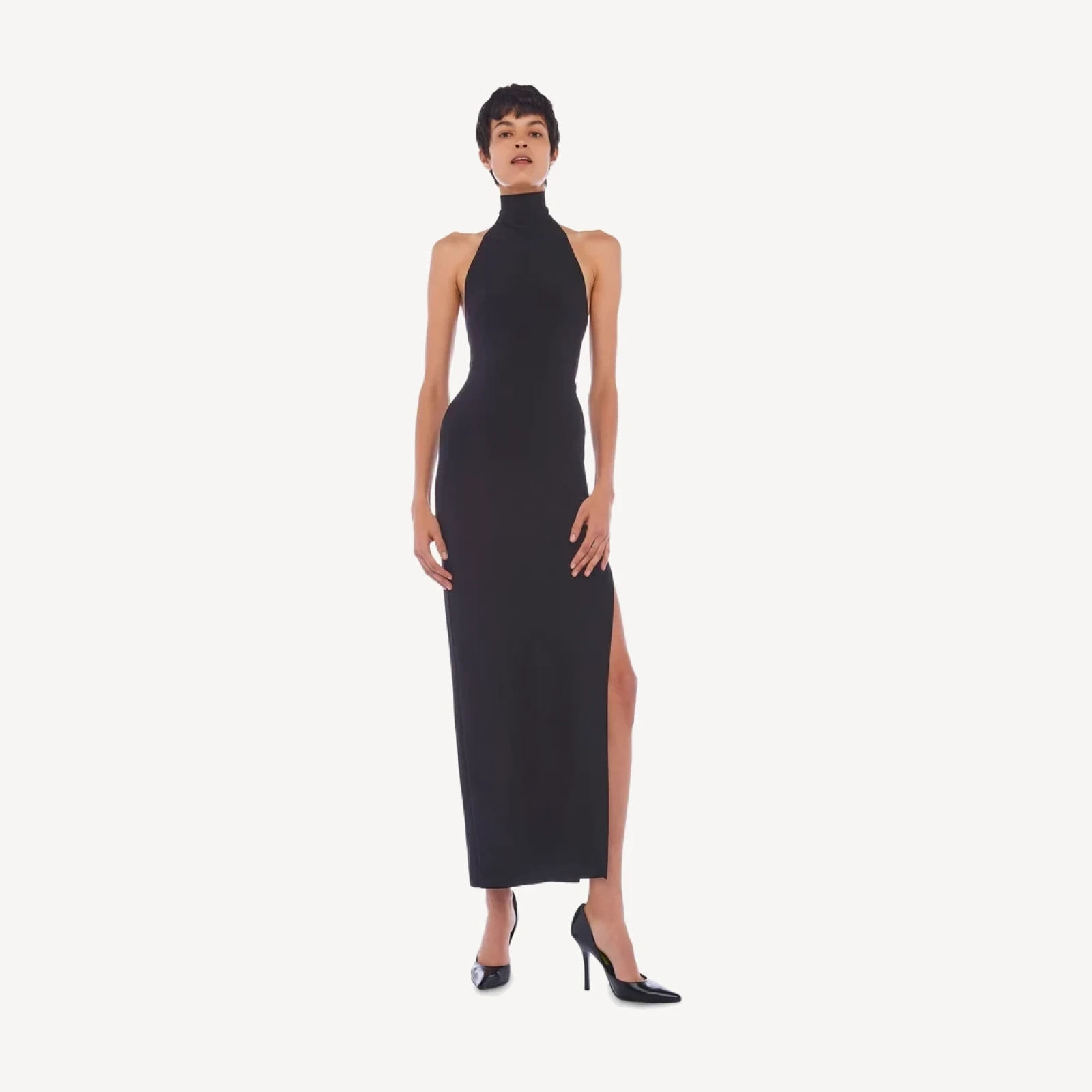 HALTER TURTLE SIDE SLIT GOWN
