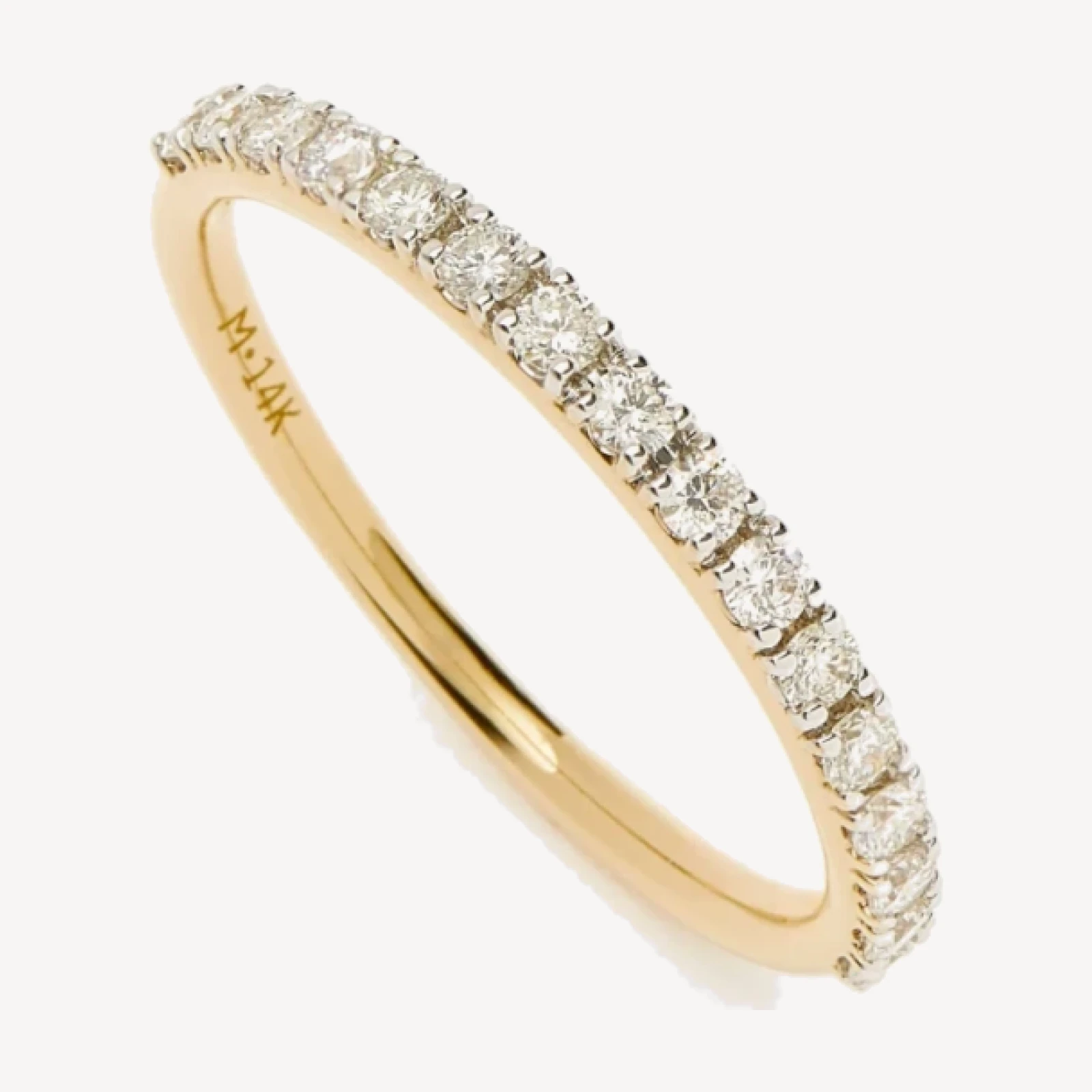 Solid Gold Slim Half Eternity Ring | 9ct Solid Yellow Gold/Diamond