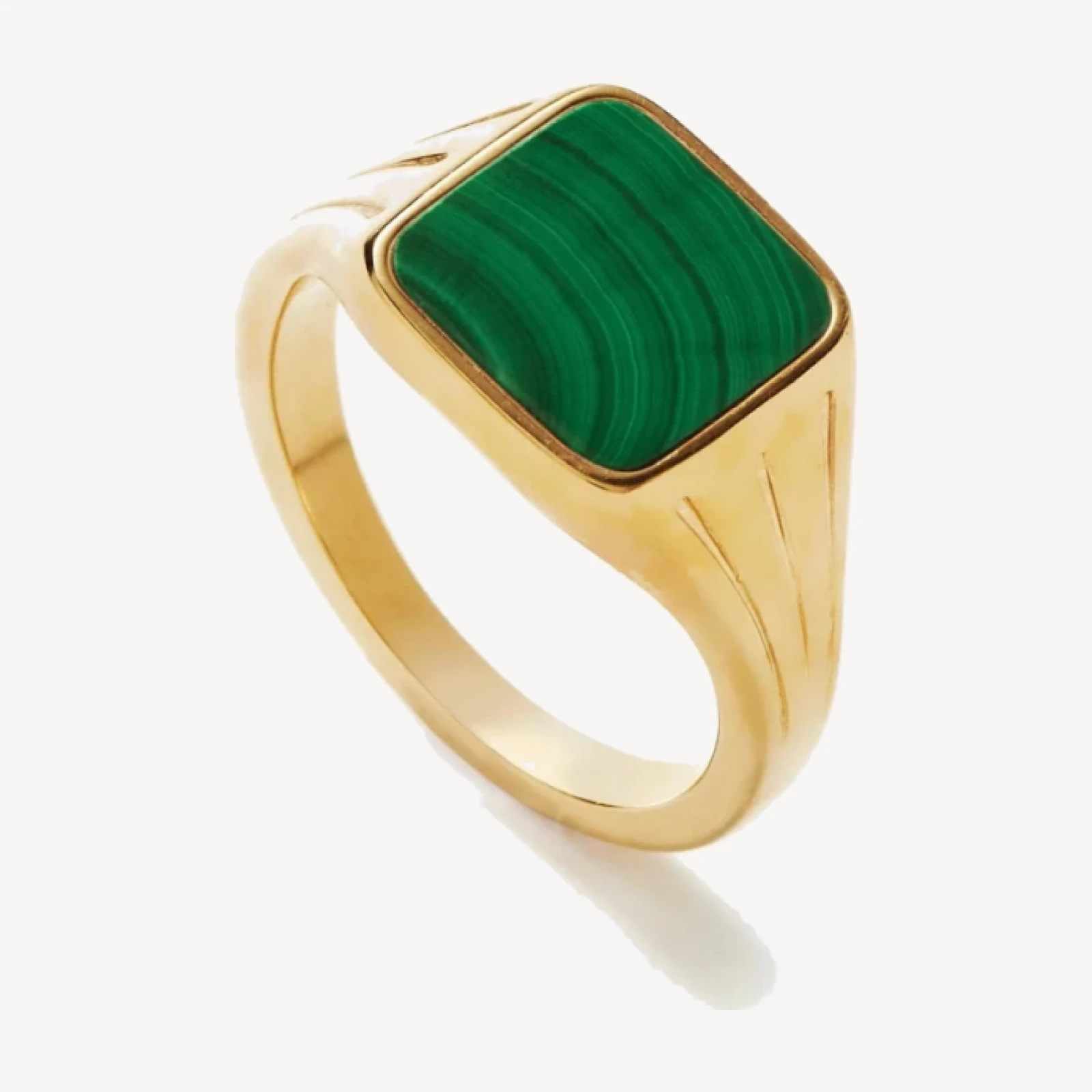 Lucy Williams Square Signet Ring | 18ct Gold Plated/Malachite