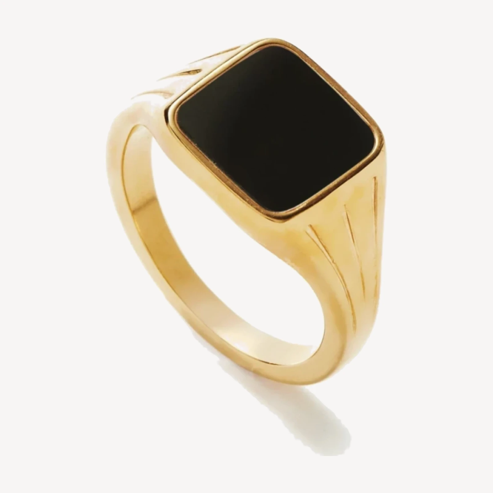 Lucy Williams Square Signet Ring | 18ct Gold Plated/Black Onyx