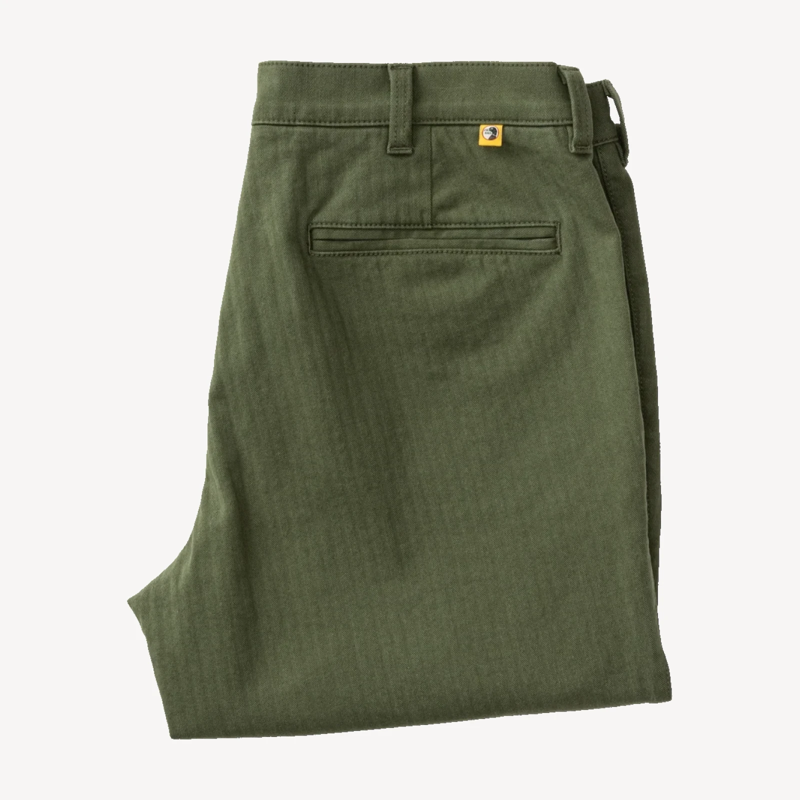 Cotton Wool Herringbone Gold School Chino - Duck Green