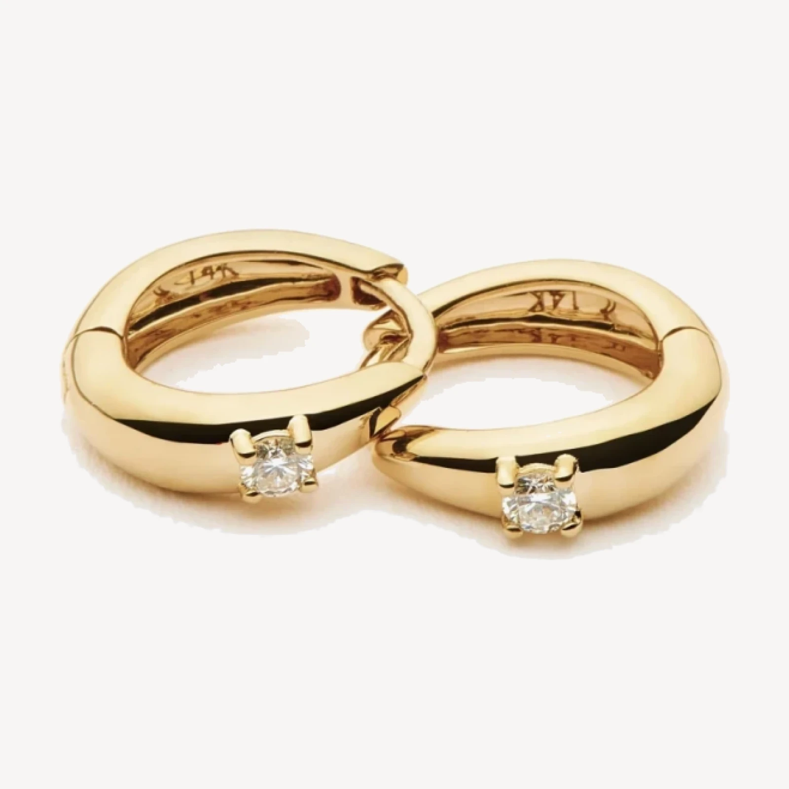 Solid Gold Diamond Dome Huggies | 9ct Solid Yellow Gold/Diamond