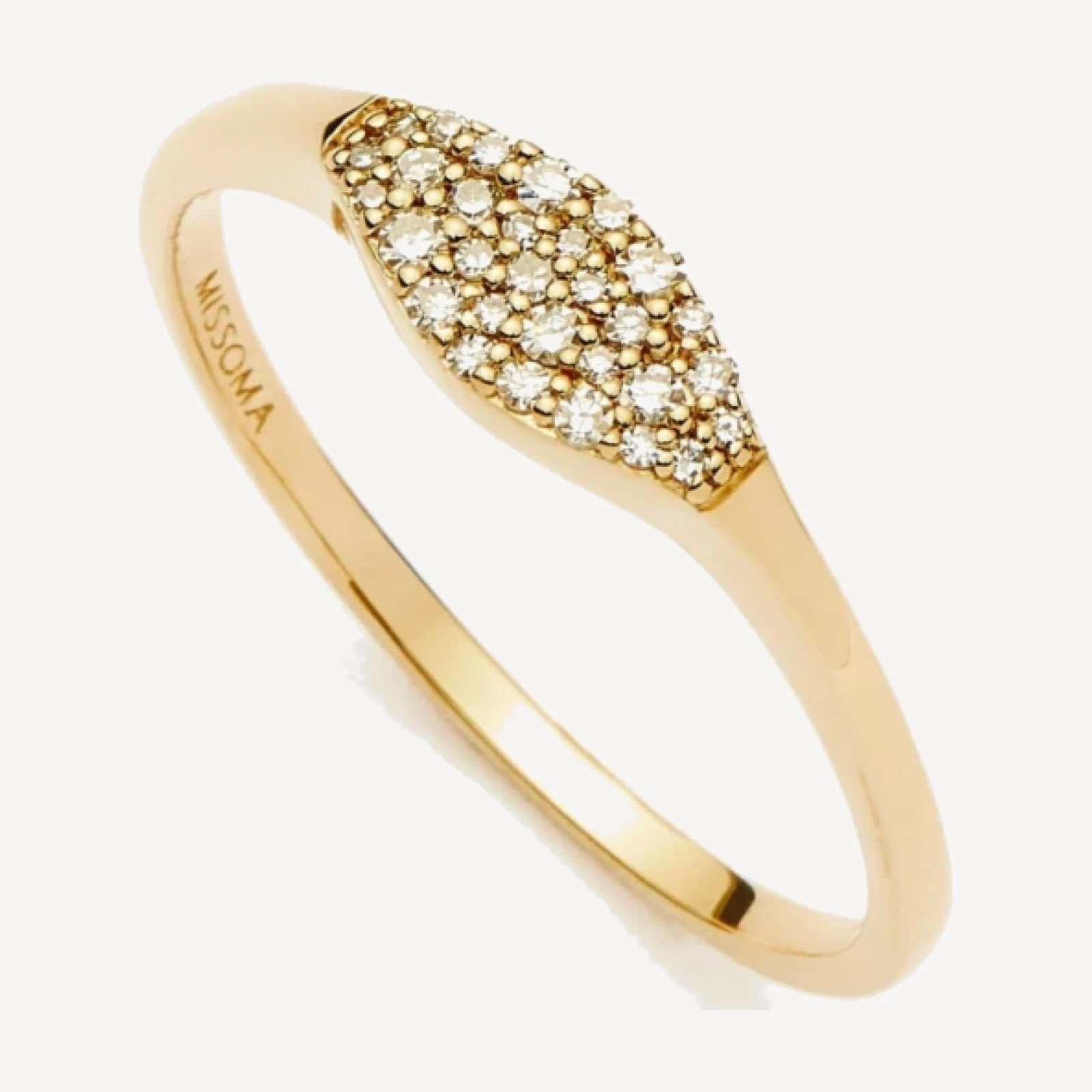 Solid Gold Diamond Signet Ring | 9ct Solid Yellow Gold/Diamond