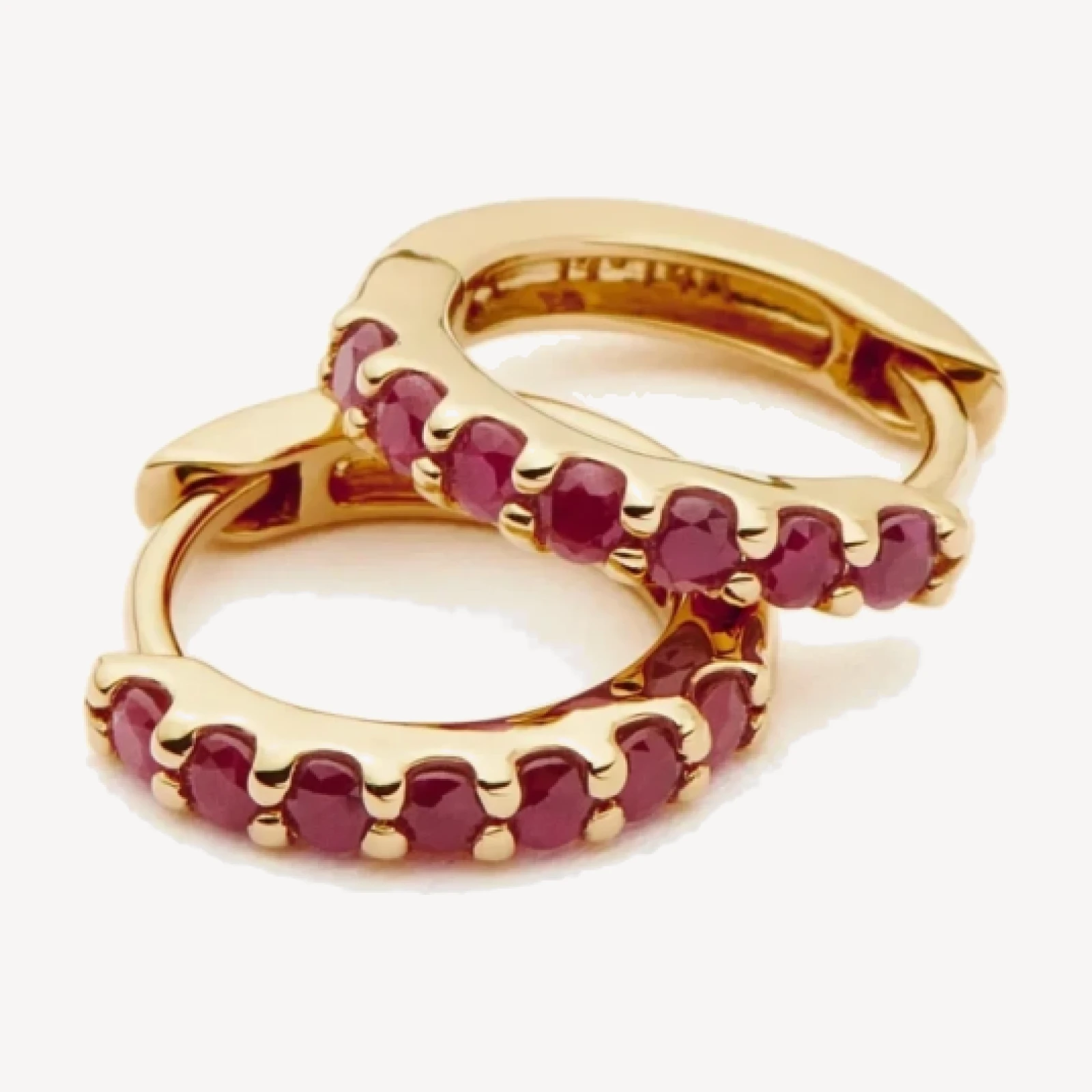 Solid Gold Ruby Huggies | 9ct Solid Yellow Gold/Ruby
