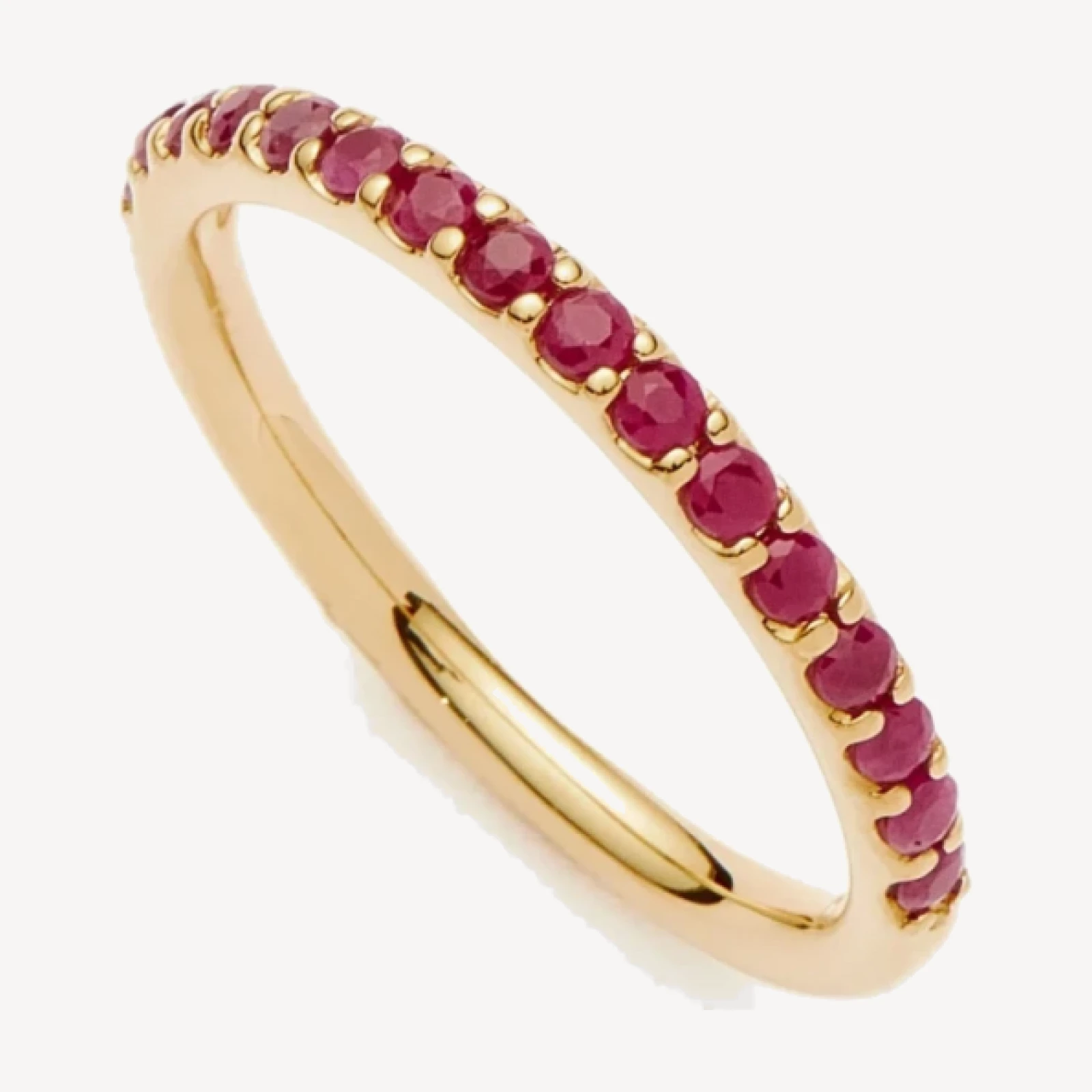 Solid Gold Half Eternity Ruby Ring | 9ct Solid Yellow Gold/Ruby