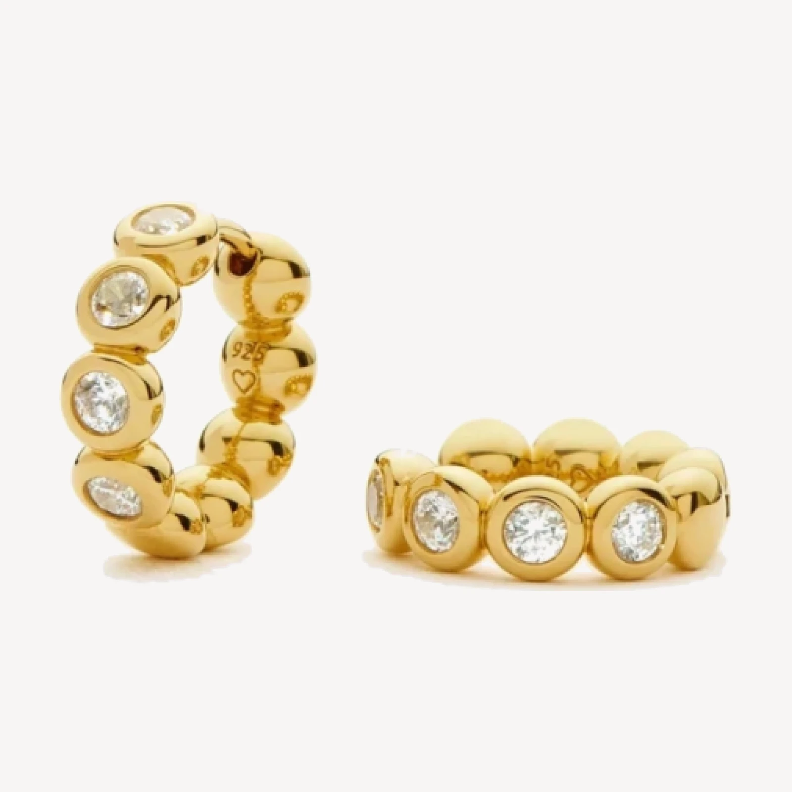 Tennis Small Hoop Earrings | 18ct Gold Plated Cubic Zirconia