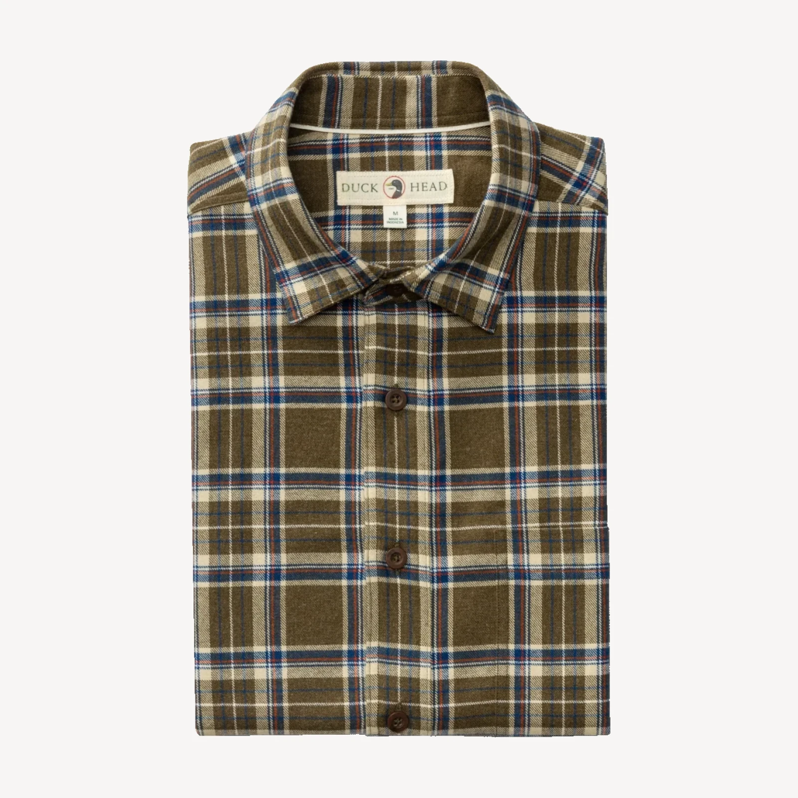 Cotton Flannel Sport Shirt - Iverson Plaid - Dark Olive