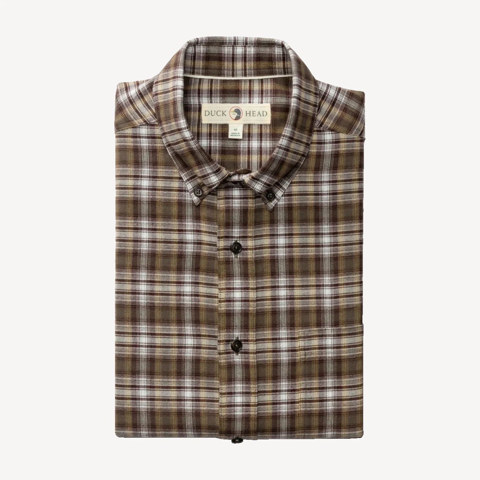 Cotton Flannel Sport Shirt - Merin Plaid - Crocodile Brown