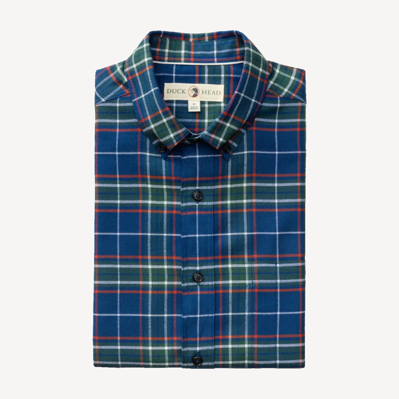 Cotton Flannel Sport Shirt - Osborne Plaid - Navy Peony