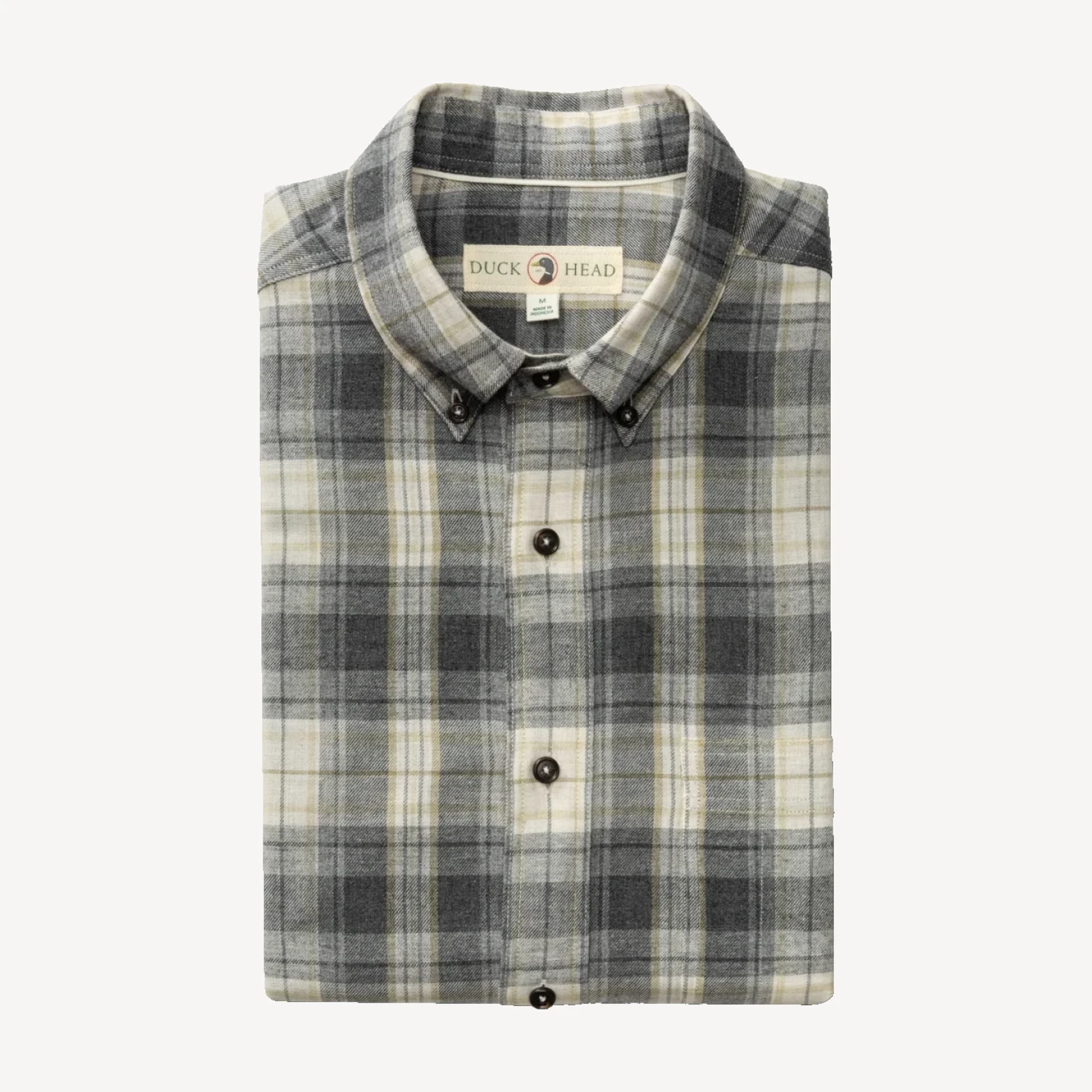 Cotton Flannel Sport Shirt - Rolland Plaid - Charcoal Heather
